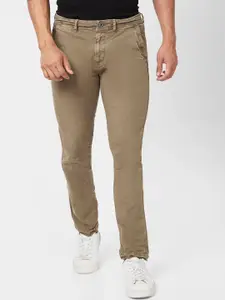 SPYKAR Men Slim Fit Mid Rise Cotton Trousers