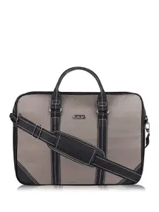 LOREM Men Grey & Black Textured Laptop Bag