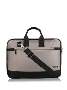 LOREM Men Grey & Black Textured Laptop Bag