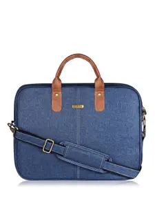LOREM Men Blue Textured Laptop Bag