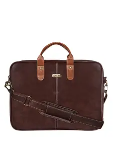 LOREM Men Brown Textured Laptop Bag