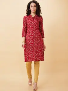 Globus Red Ethnic Motifs Printed Kurta