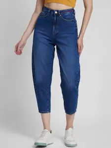 SPYKAR Women Boyfriend Fit High-Rise Clean Look Light Fade Whiskers Cotton Jeans