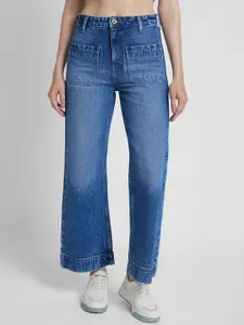 SPYKAR Women Wide Leg High-Rise Clean Look Light Fade Jeans