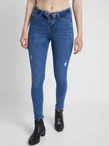 SPYKAR Women Super Skinny Fit High-Rise Cat Scratches Stretchable Jeans