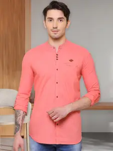 Kuons Avenue Smart Slim Fit Roll Up Sleeves Linen Cotton Casual Shirt