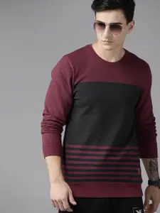 The Roadster Lifestyle Co. Colourblocked Sweatshirt with Striped Detail