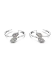March by FableStreet 925 Sterling Silver Rhodium-Plated Oxidized Toe Rings