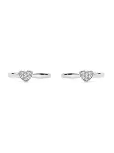 March by FableStreet 925 Sterling Silver Oxidized Rhodium-Plated CZ-Studded Toe Rings