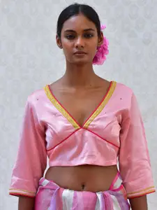 Chidiyaa V-Neck Silk Saree Blouse