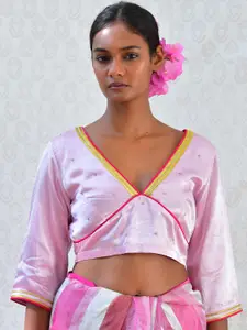 Chidiyaa V-Neck Silk Saree Blouse