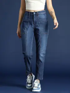 Mast & Harbour Women Boyfriend Fit High-Rise Light Fade Stretchable Jeans