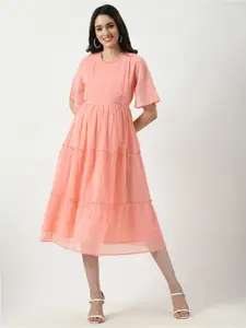 Aaruvi Ruchi Verma Self Design Fit & Flare Maternity Midi Dress