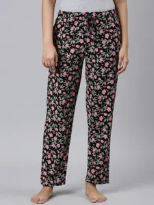 Go Colors Women Floral-Printed Relaxed-Fit Lightweight Cotton Lounge Pants