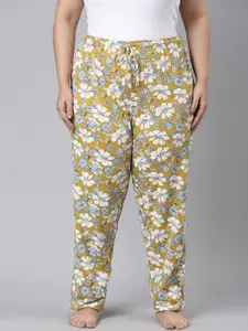 Go Colors Women Plus Size Floral-Printed Relaxed-Fit Lightweight Cotton Lounge Pants