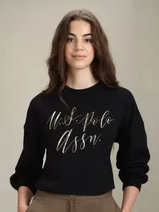 U.S. Polo Assn. Women Typography Printed Pullover Sweatshirt