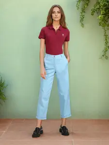 U.S. Polo Assn. Women Polo Collar Slim Fit Cotton T-shirt