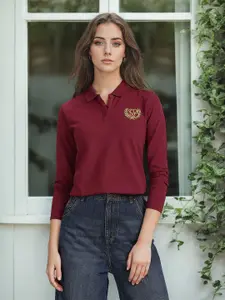 U.S. Polo Assn. Women Polo Collar Slim Fit Cotton T-shirt