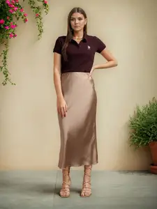 U.S. Polo Assn. Women Abstract Printed Polo Collar Slim Fit T-shirt