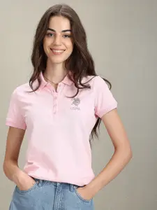 U.S. Polo Assn. Women Polo Collar Slim Fit Cotton T-shirt