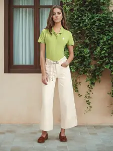 U.S. Polo Assn. Women Polo Collar Boxy T-shirt