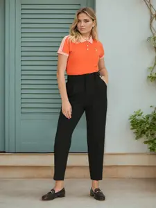 U.S. Polo Assn. Women Polo Collar Slim Fit Cotton T-shirt