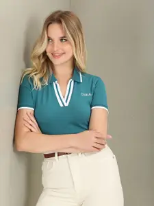 U.S. Polo Assn. Women Polo Collar Slim Fit Cotton T-shirt
