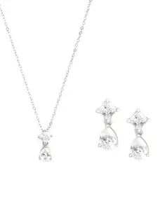 MINUTIAE Silver-Plated Crystals-Studded Necklace and Earrings