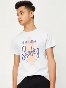 max Boys Typography Printed Pure Cotton T-Shirt