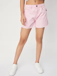 max Girls Mid Rise Cotton Denim Shorts