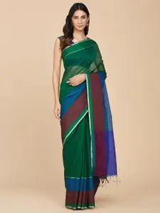 Fabindia Striped Woven Design Silk Cotton Maheshwari Saree
