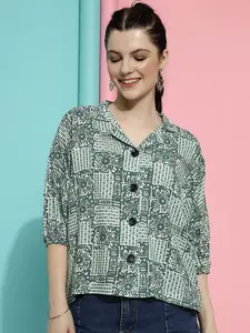 HERE&NOW Relaxed Fit Geometric Printed Puff Sleeves Casual Shirt