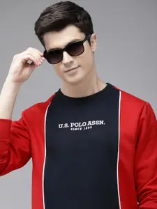 U.S. Polo Assn. Brand Logo Embroidered Colourblocked Sweatshirt