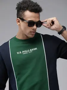 U.S. Polo Assn. Brand Logo Embroidered Colourblocked Sweatshirt