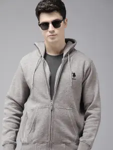 U.S. Polo Assn. Embroidered Front-Open Hooded Sweatshirt