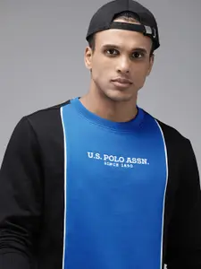 U.S. Polo Assn. Brand Logo Embroidered Colourblocked Sweatshirt