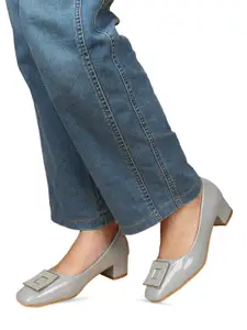 ELLE Square Toe Embellished Block Pumps