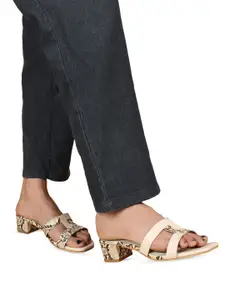 ELLE Printed Open Toe Block Heels