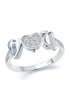 Vighnaharta Rhodium-Plated CZ-Studded Adjustable Ring