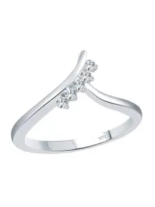 Vighnaharta Women Rhodium Plated CZ Studded Finger Ring