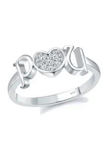 Vighnaharta Rhodium-Plated CZ-Studded Adjustable Ring
