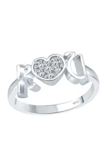 Vighnaharta Rhodium-Plated CZ-Studded Adjustable Ring