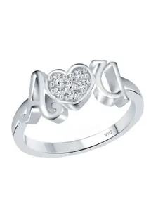 Vighnaharta Rhodium-Plated CZ-Studded Adjustable Ring