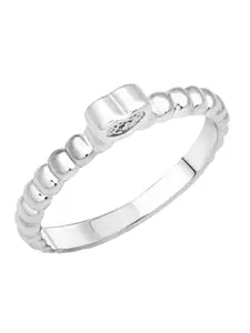Vighnaharta Rhodium-Plated CZ-Studded Adjustable Ring