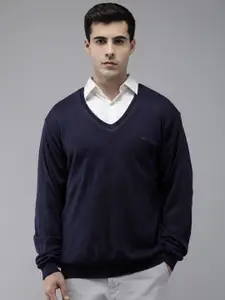 Park Avenue Solid V-Neck Reversible Pullover Sweaters