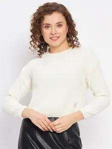 Duke Self Design Cable Knit Acrylic Crop Pullover Sweaters