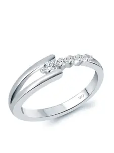 Vighnaharta Rhodium-Plated CZ-Studded Adjustable Ring