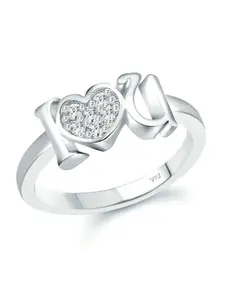 Vighnaharta Rhodium-Plated CZ-Studded Adjustable Ring