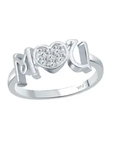 Vighnaharta Rhodium-Plated CZ-Studded Adjustable Ring