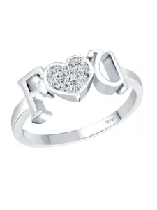 Vighnaharta Rhodium-Plated CZ-Studded Adjustable Ring
